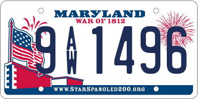 MD license plate 9AW1496