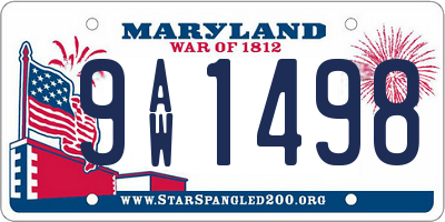 MD license plate 9AW1498
