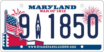 MD license plate 9AW1850