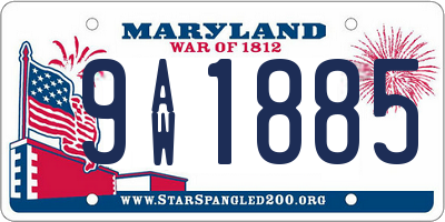 MD license plate 9AW1885