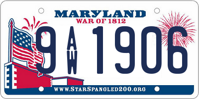 MD license plate 9AW1906