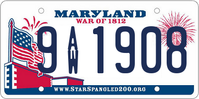 MD license plate 9AW1908