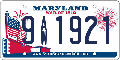 MD license plate 9AW1921