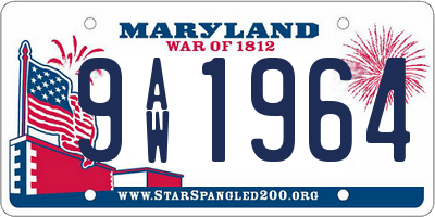 MD license plate 9AW1964
