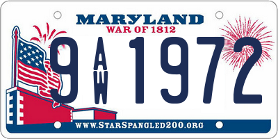 MD license plate 9AW1972