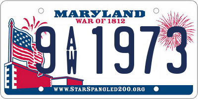 MD license plate 9AW1973