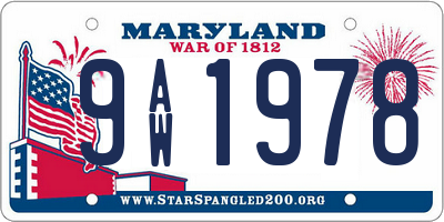 MD license plate 9AW1978