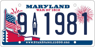 MD license plate 9AW1981