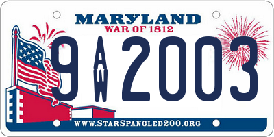 MD license plate 9AW2003
