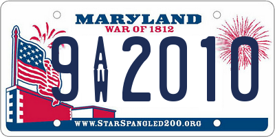 MD license plate 9AW2010