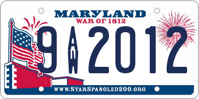 MD license plate 9AW2012