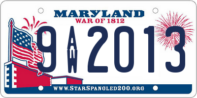 MD license plate 9AW2013