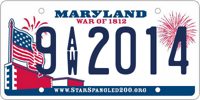 MD license plate 9AW2014