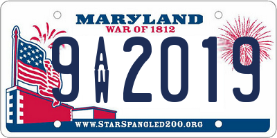 MD license plate 9AW2019