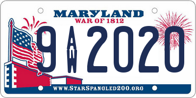 MD license plate 9AW2020