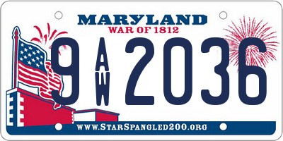 MD license plate 9AW2036