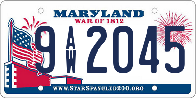 MD license plate 9AW2045