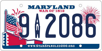 MD license plate 9AW2086