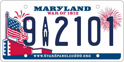 MD license plate 9AW2101