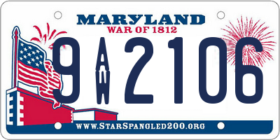 MD license plate 9AW2106