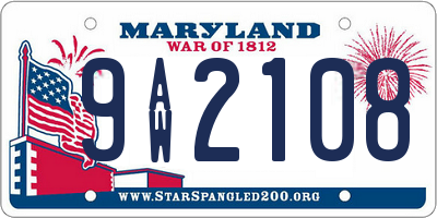 MD license plate 9AW2108
