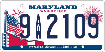 MD license plate 9AW2109