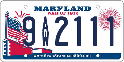 MD license plate 9AW2111