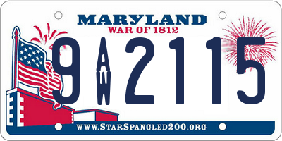MD license plate 9AW2115