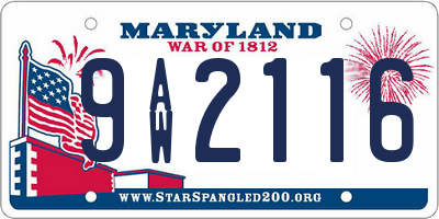 MD license plate 9AW2116