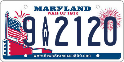 MD license plate 9AW2120