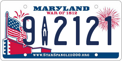 MD license plate 9AW2121