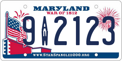 MD license plate 9AW2123