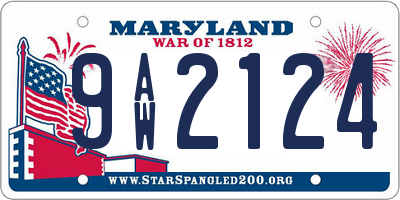 MD license plate 9AW2124