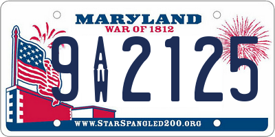 MD license plate 9AW2125