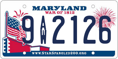 MD license plate 9AW2126
