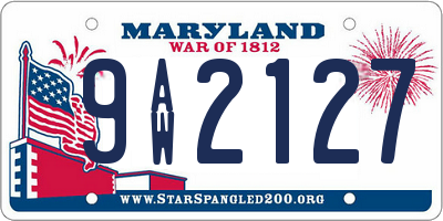 MD license plate 9AW2127
