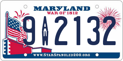 MD license plate 9AW2132