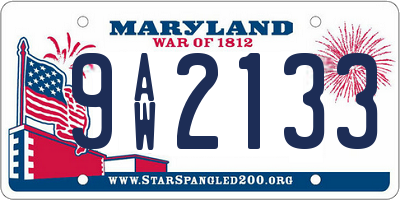 MD license plate 9AW2133