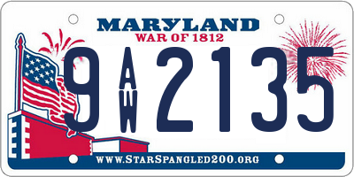MD license plate 9AW2135