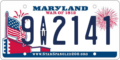 MD license plate 9AW2141