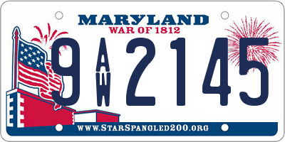 MD license plate 9AW2145