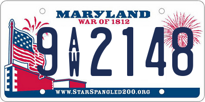 MD license plate 9AW2148