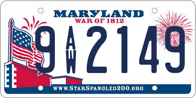 MD license plate 9AW2149