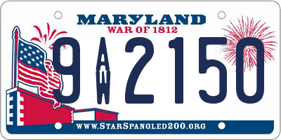 MD license plate 9AW2150