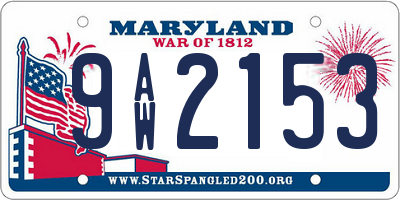 MD license plate 9AW2153