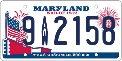 MD license plate 9AW2158