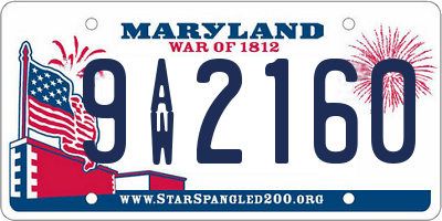 MD license plate 9AW2160