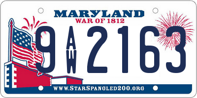 MD license plate 9AW2163