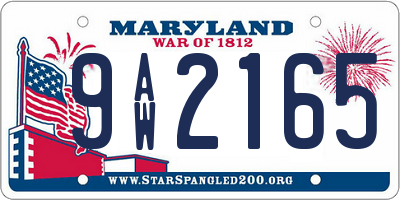 MD license plate 9AW2165