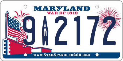 MD license plate 9AW2172